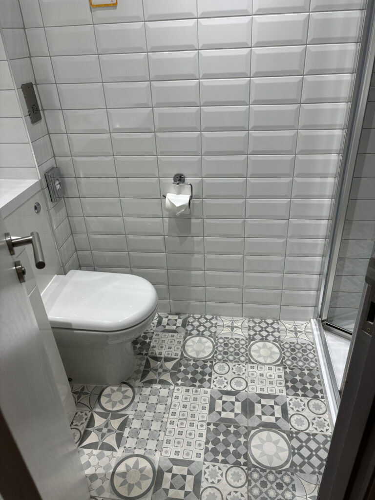 a toilet in a bathroom