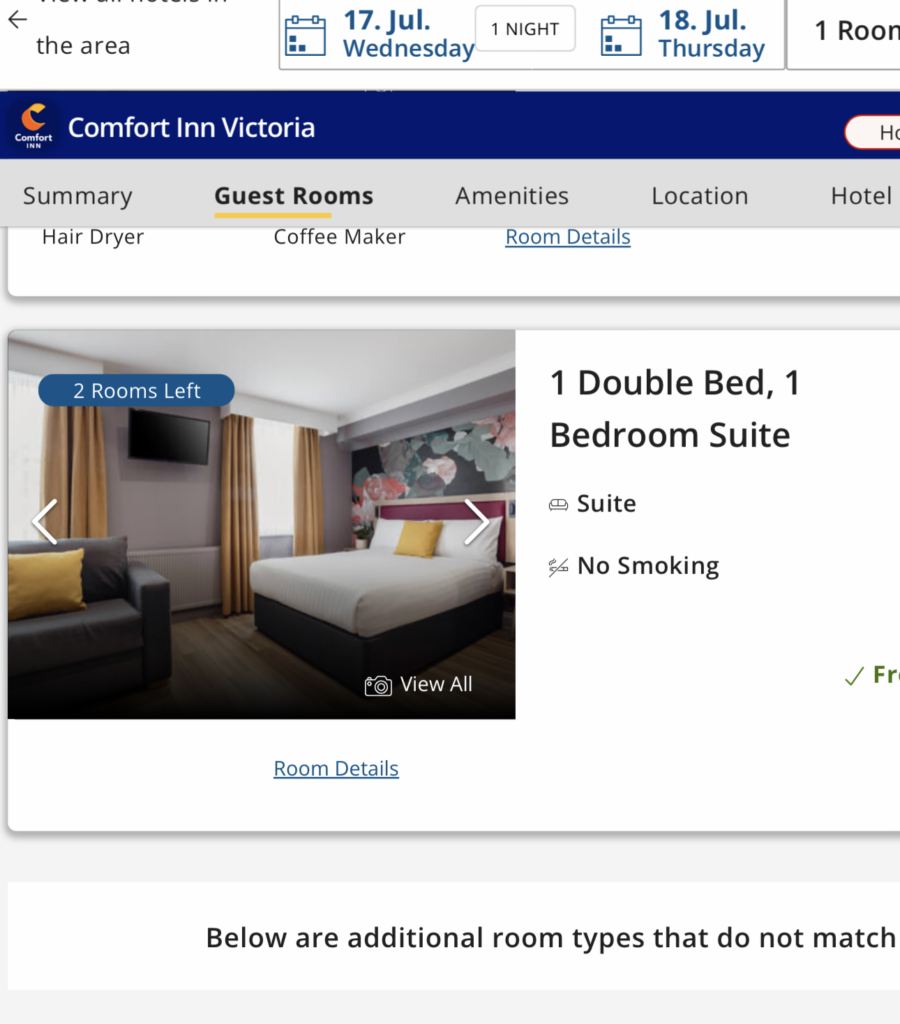 a screenshot of a hotel room
