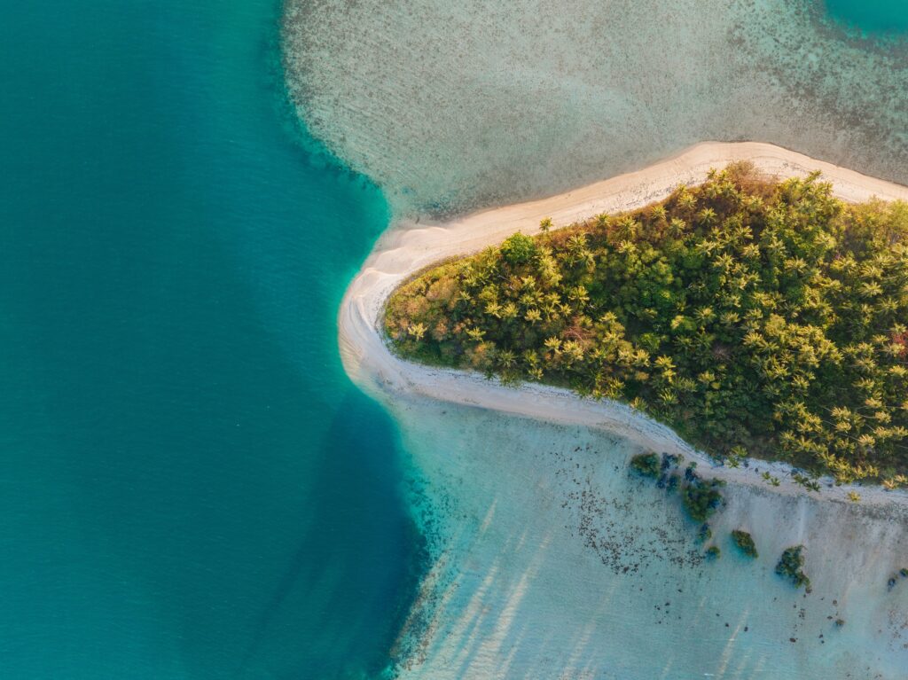 an island surrounded by water