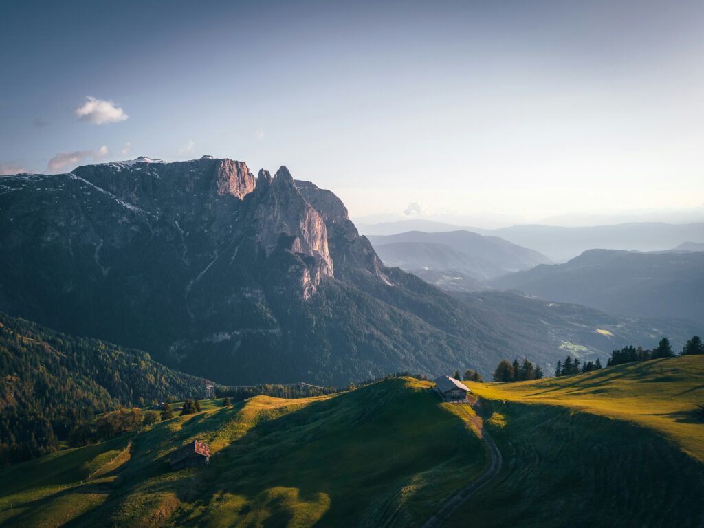 a mountain with a house on it