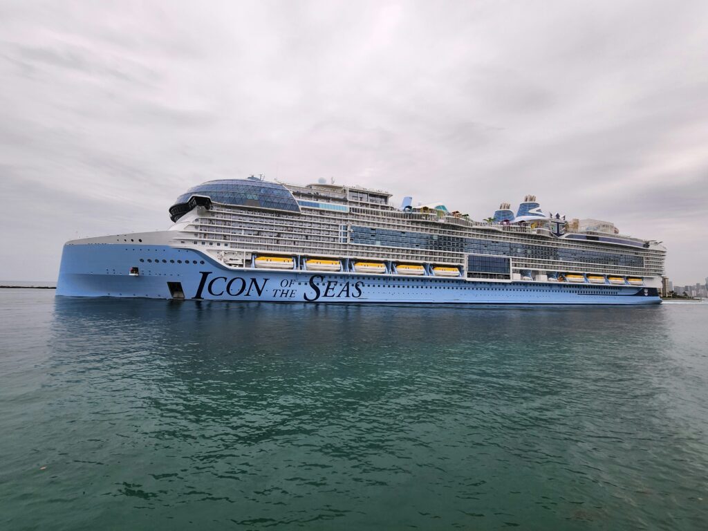 a large cruise ship in the water