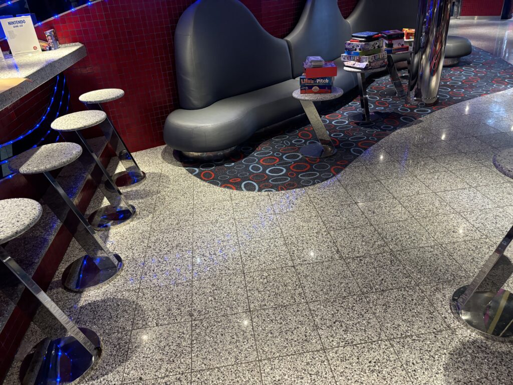 a grey couch in a room