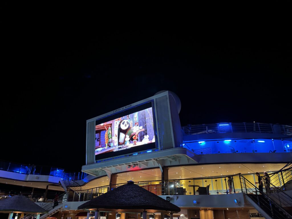 a large screen on a building