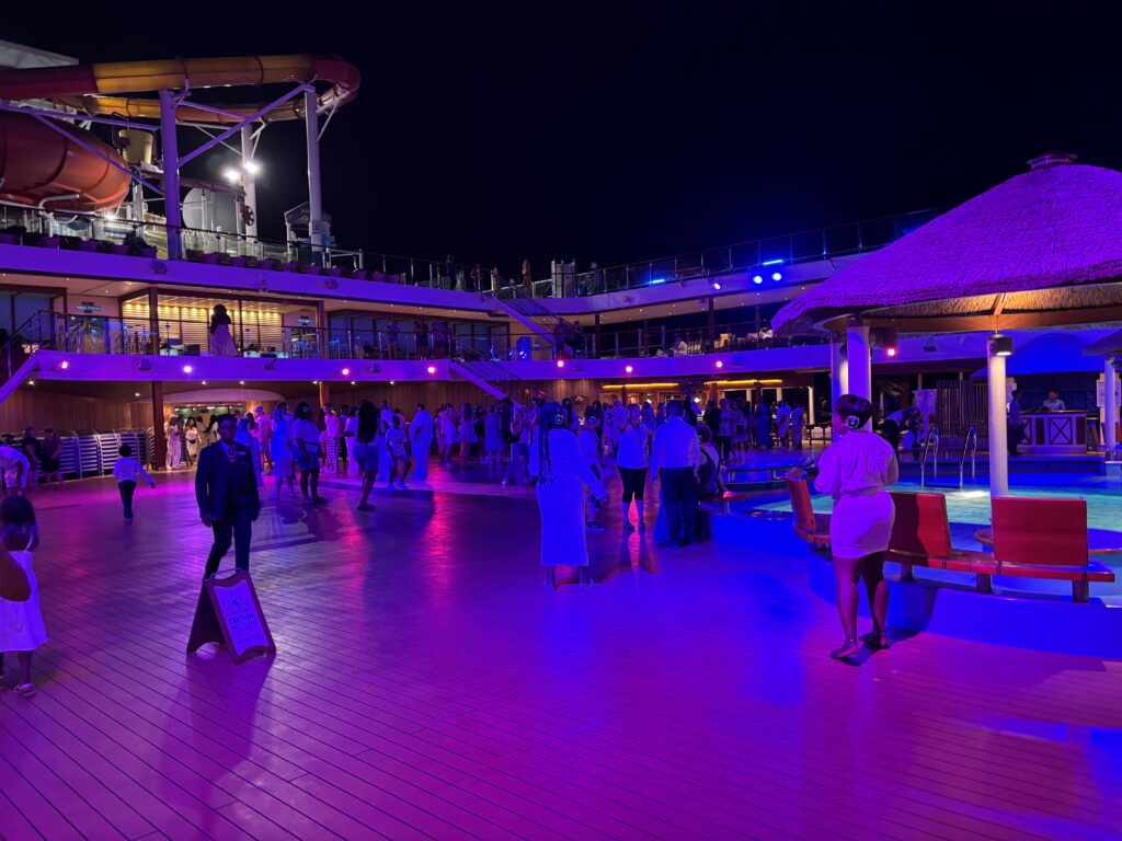 a group of people on a cruise ship