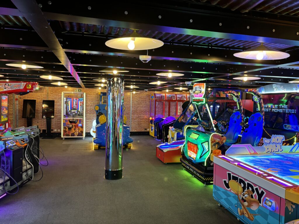 a room with arcade games