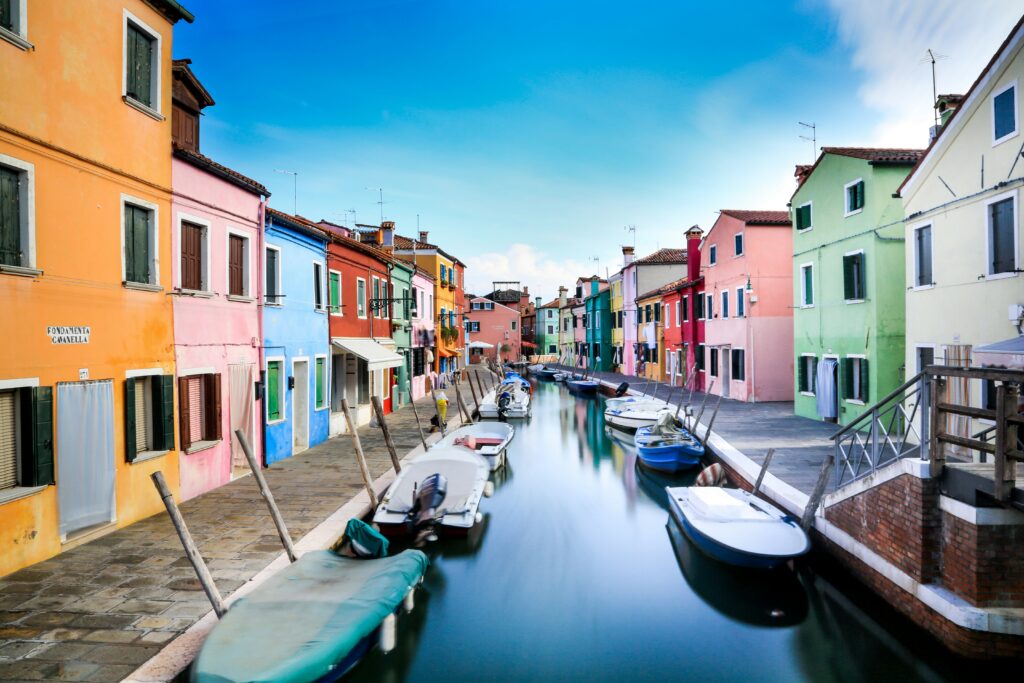 a canal with boats in it