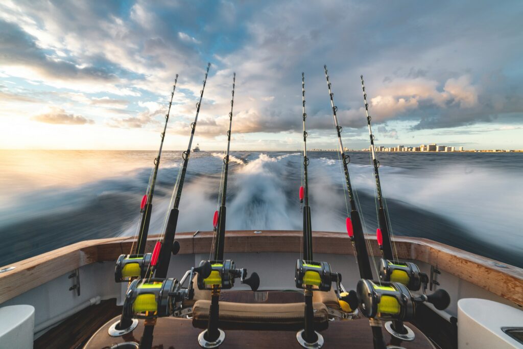 fishing rods on a boat