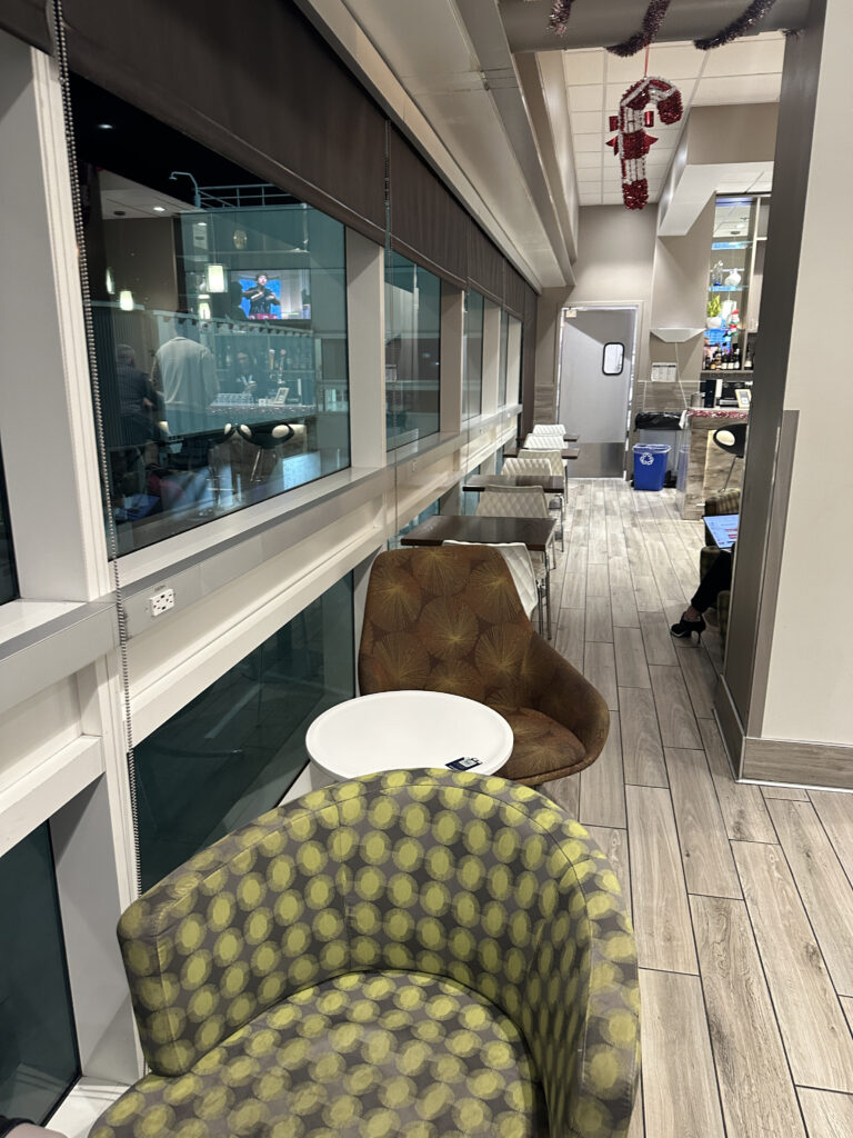 a room with chairs and a table