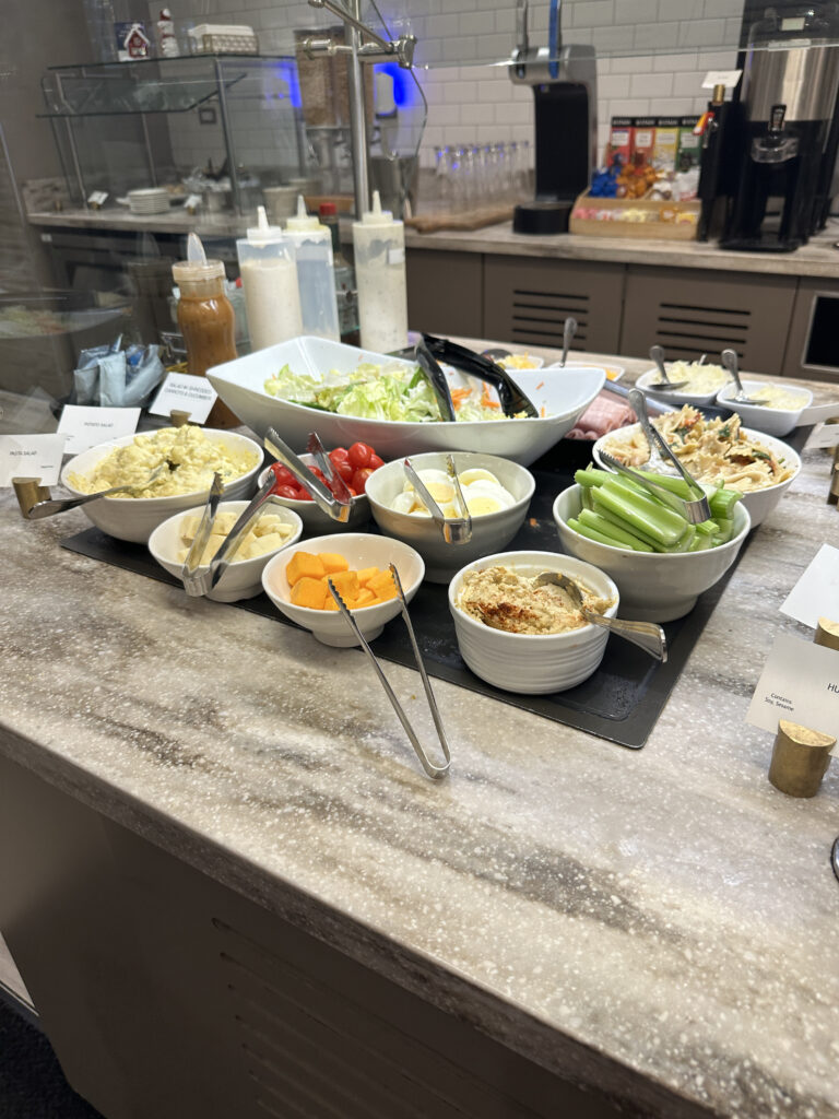 a table with bowls of food