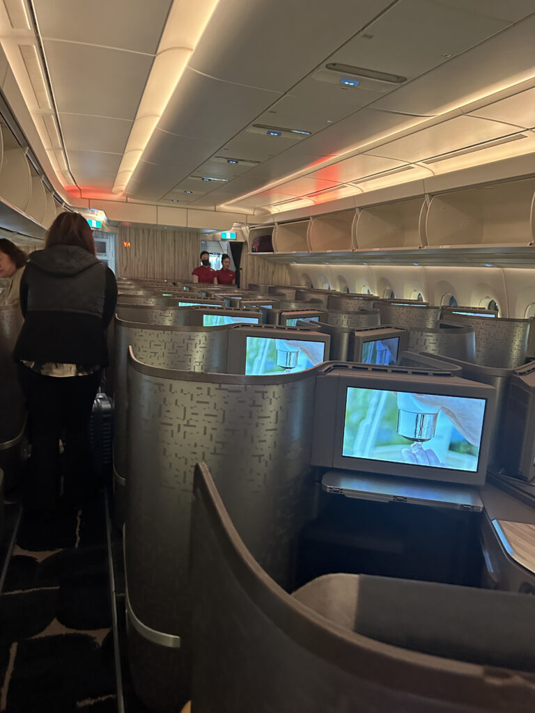 a group of people in an airplane