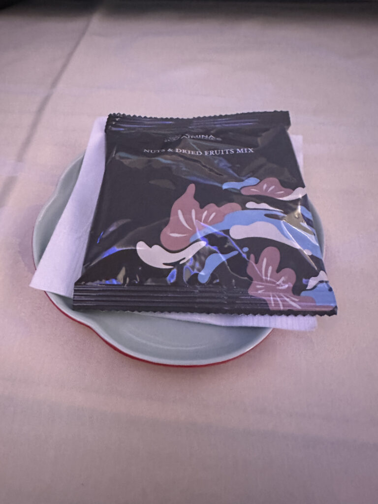 a black packet on a plate