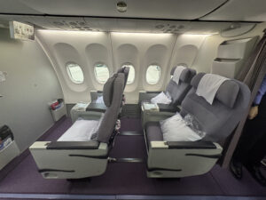 a row of seats in an airplane