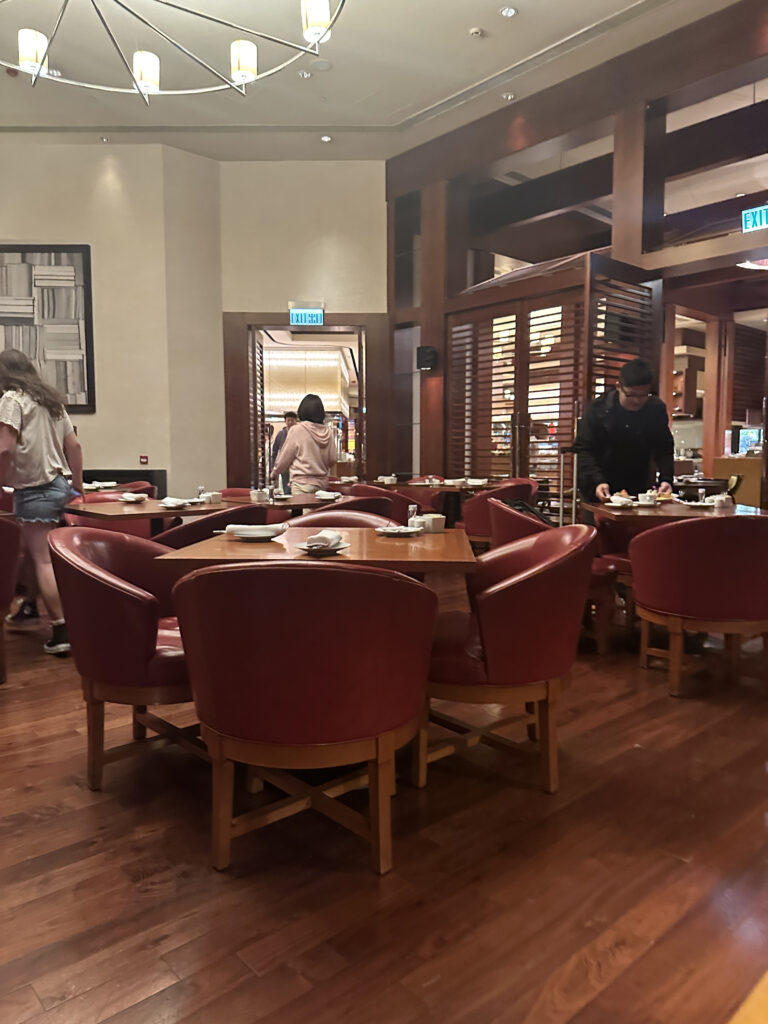 a group of people in a restaurant