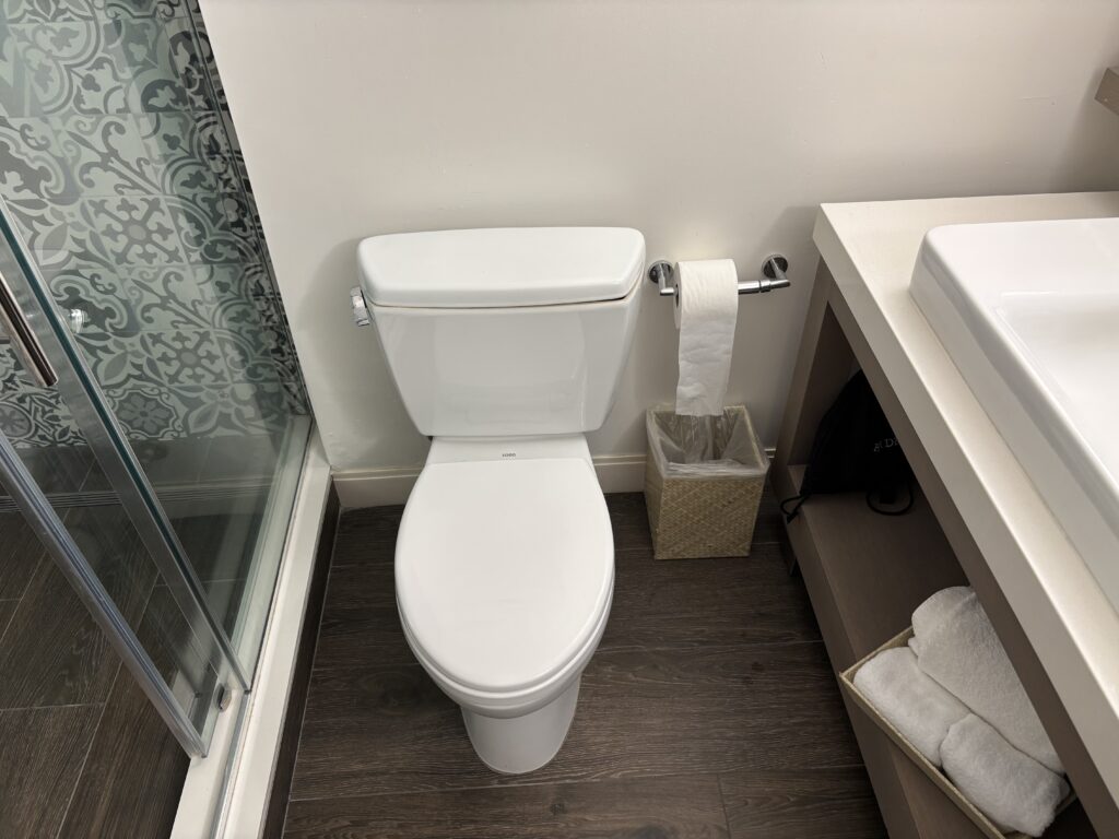a toilet in a bathroom