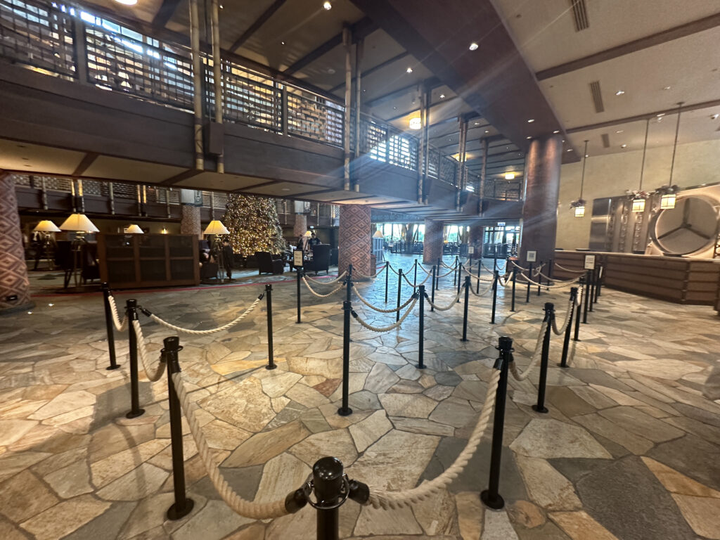 a rope barriers in a building