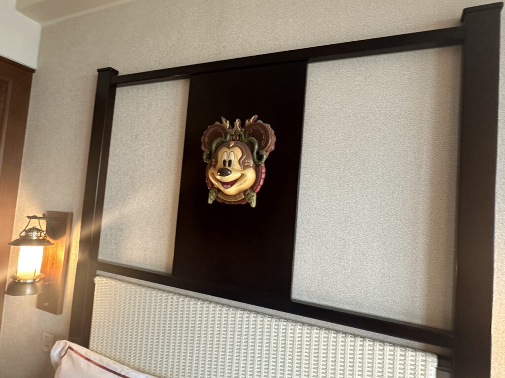 a headboard with a cartoon character on it