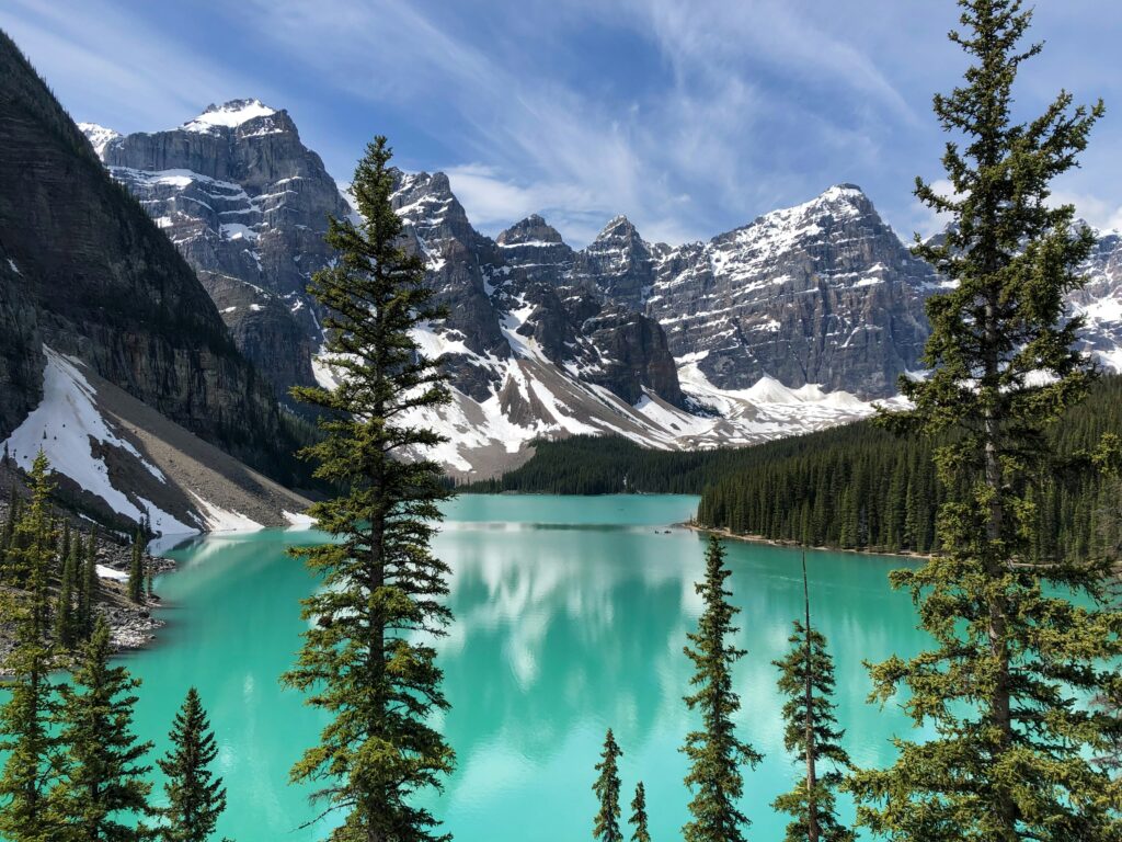 a lake surrounded by mountains