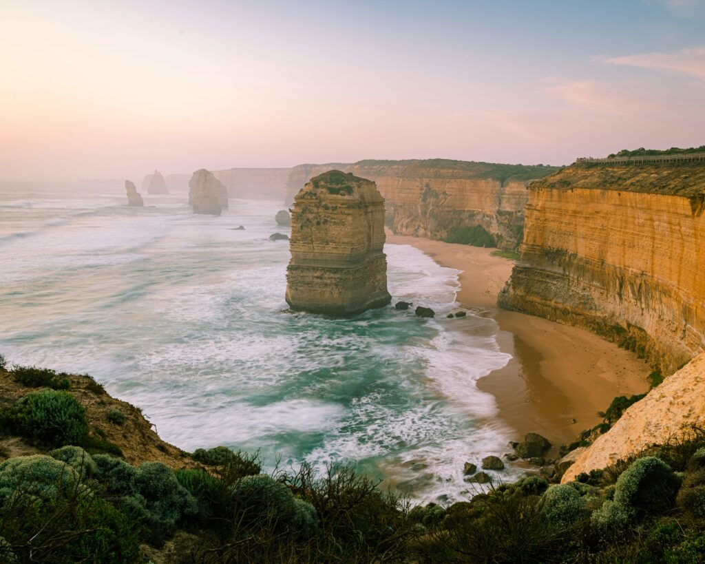 a large rock formations on a beach