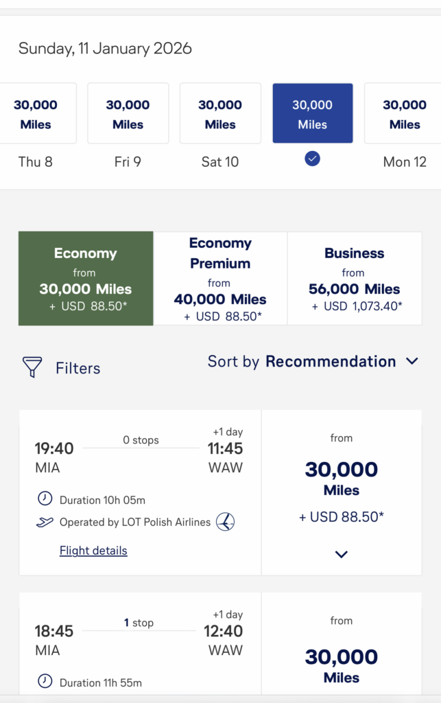a screenshot of a flight schedule