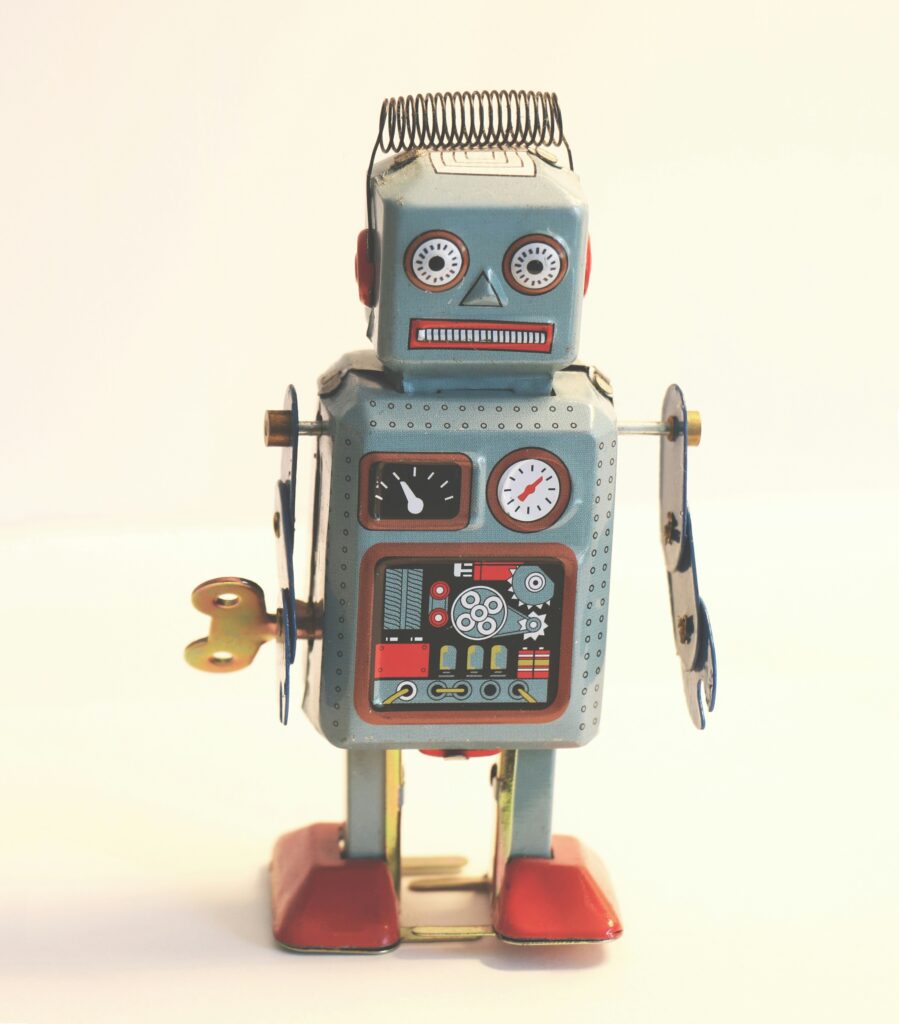 a toy robot with many dials