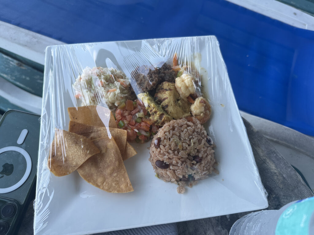 a plate of food wrapped in plastic