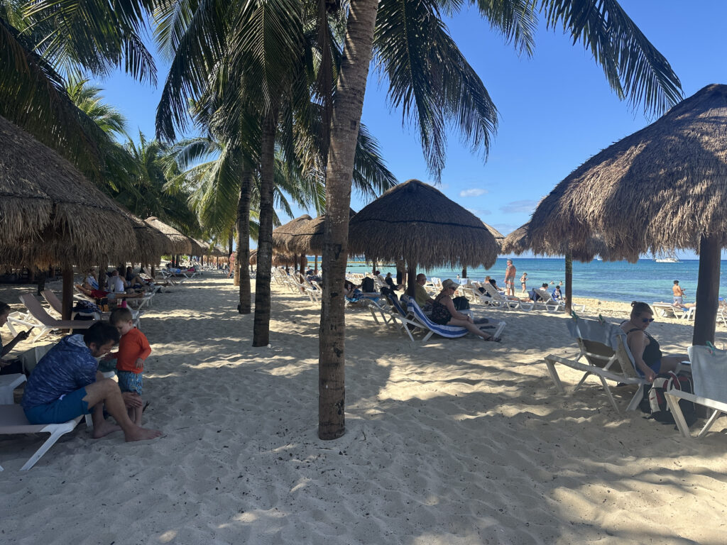 a group of people on a beach