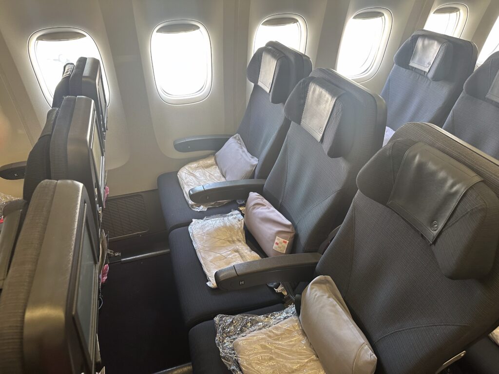 a row of seats in an airplane